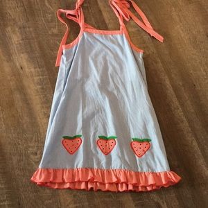 Blue white and red checkered dress